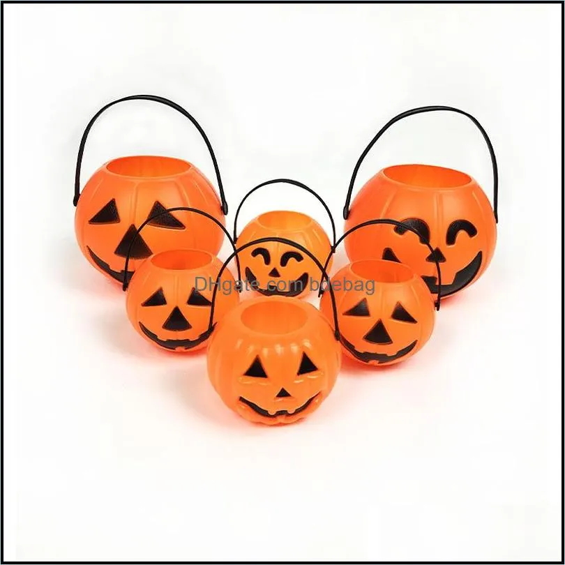 Kerstdecoraties Halloween Decoraties Pompoenemmer met handgrepen Plastic snoepemmert voor kinderen Trick or Treat 5012 Q2 Drop D DHXLW