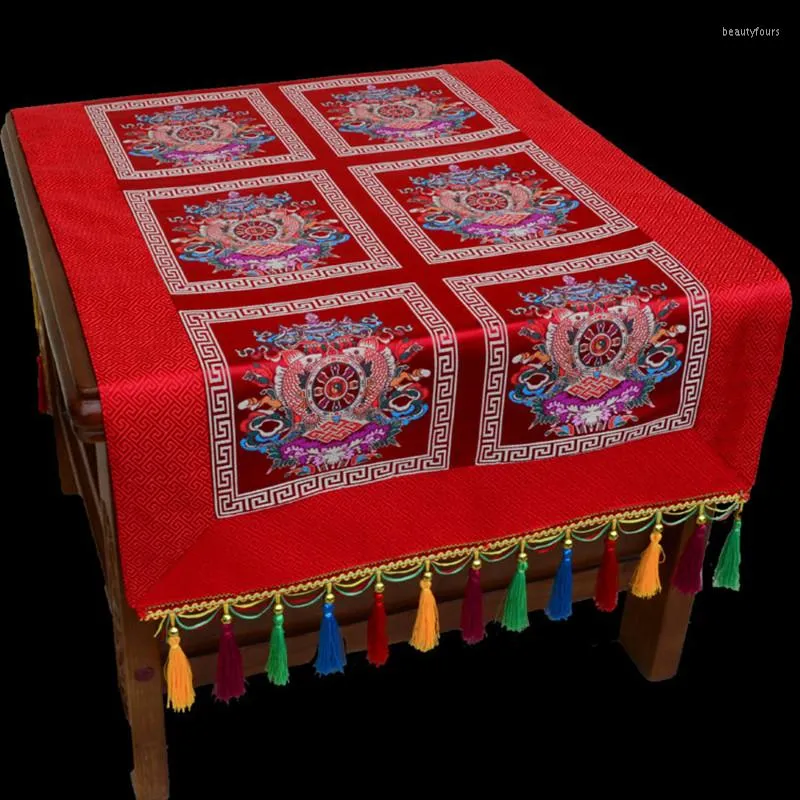 Nappe Style Tibétain Ethnique Petit Vintage Rectangulaire Salle À Manger Café Bouddha Hall Nappe Décorative