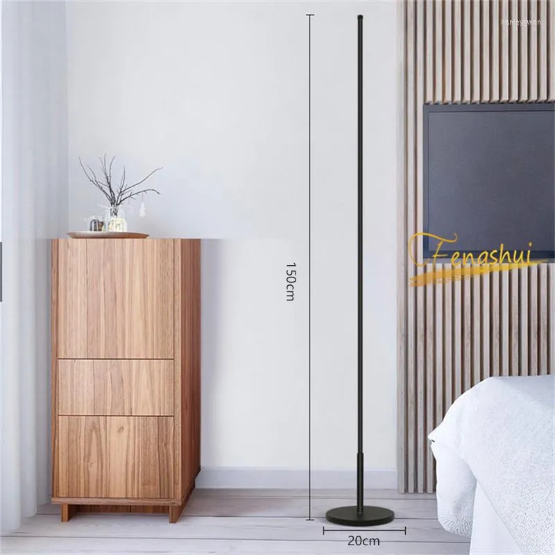 Vloerlampen Noordelijke minimalistische LED -lamp Aluminium kunst staande verlichting voor woonkamer zwart /wit lichaam dimbare kantoorarmaturen