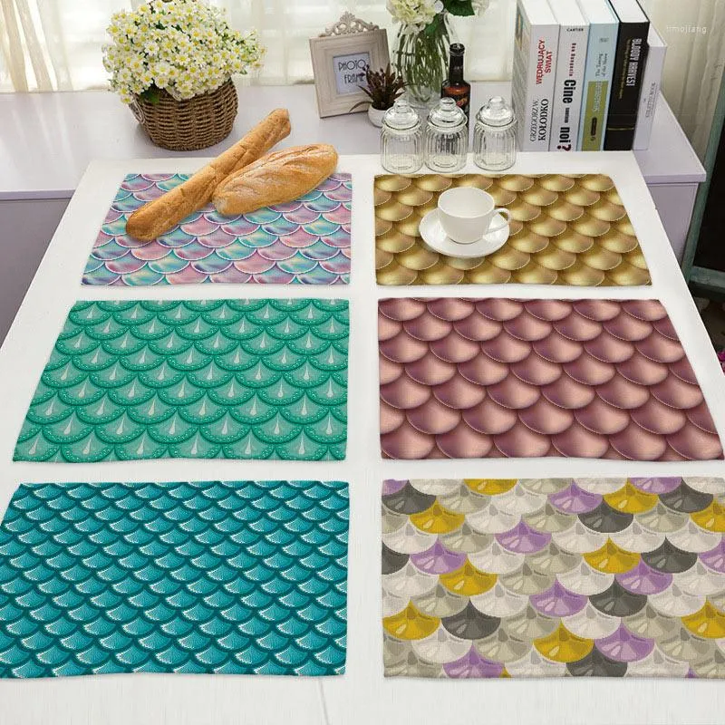 Tapis de table motif géométrique coloré napperon en lin de coton tapis de salle à manger coussin d'isolation thermique sous-verres de boisson accessoire de cuisine 42 32 cm