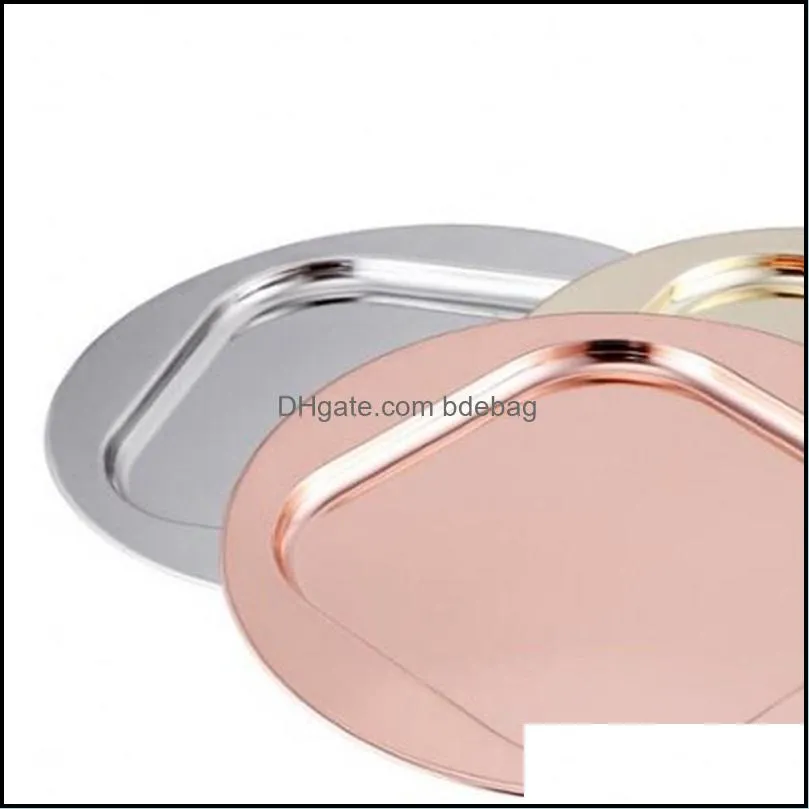 Dishes Plates 30Cm Stainless Steel Plate Circar Dish Household Fruits Tray Rose Gold Kitchen Tool Tableware 11 3Hf Uu Drop Deliver Dhzu5