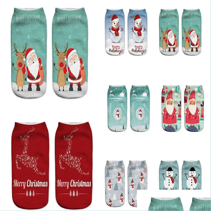 Christmas Decorations Christmas Socks 3D Printed Pattern Santa Claus Emots Men And Women Soft Texture Gift 12 Style Drop Delivery Ho Dhoae