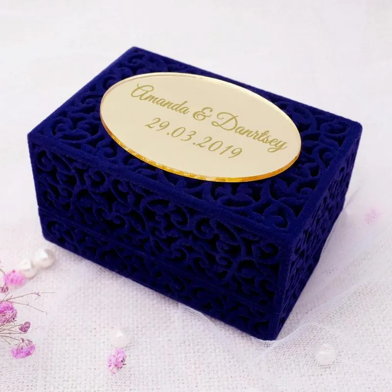 Sacchetti per gioielli Scatola per anelli in velluto Porta-anelli personalizzato per matrimonio personalizzato Regali per proposte di fidanzamento