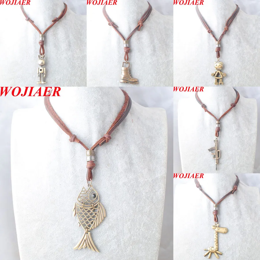 Lederhalskette für Männer und Frauen, Schuhe, Totenkopf, Bronze-Anhänger, Ton, massives Metall, verstellbare Halsketten BC024
