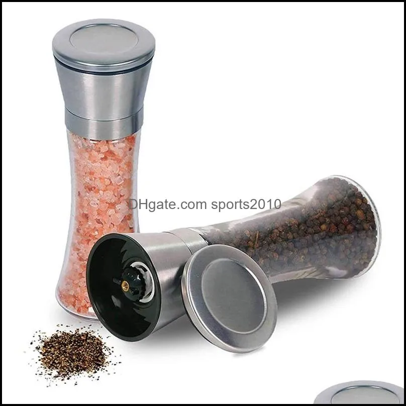 Mills Stainless Steel Salt Pepper Grinders Refillable / Spice Shakers With Adjustable Coarse Mills Easy Clean Ceramic 19 V2 Drop Del Dhrvs