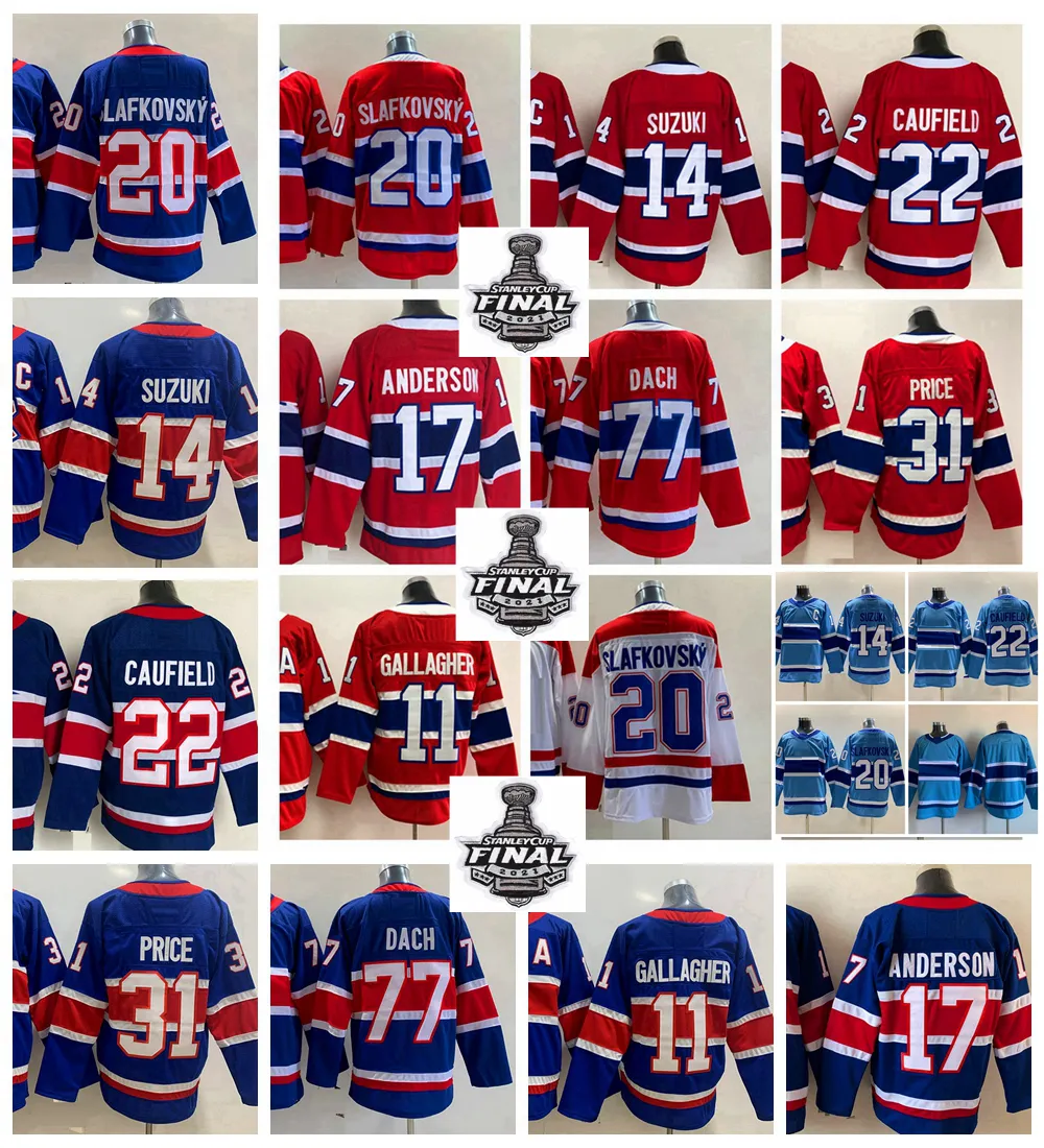 2023 Cole Caufield 20 Juraj Slafkovsky Camisas de hóquei 31 Carey Price 11 Brendan Gallagher 14 Nick Suzuki 17 Josh Anderson 77 Kirby Dach Stanley Cup Final Reverse Retro