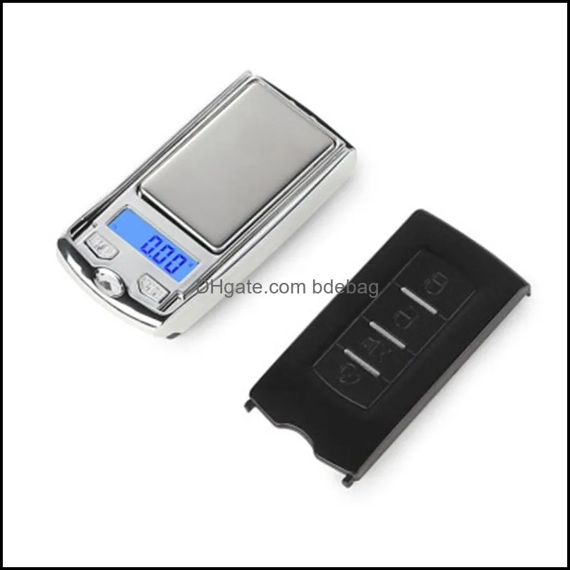 Household Scales Mini Electronic Digital Jewelry Scale Pocket Gold Scales Lcd Display Car Key Design 100G 0 01G 200G 670 K2 Drop Del Dhqcy