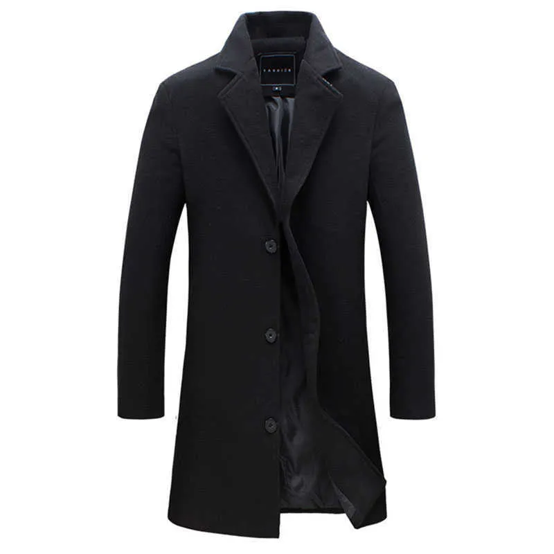 Trench da uomo Cappotto da uomo classico Cappotto temperamento stile coreano Cappotto lungo trench monopetto in lana giacca stile casual di grandi dimensioni T221102