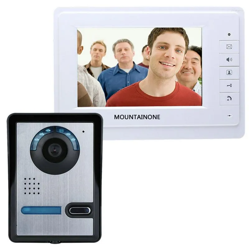 Videodörrtelefoner Hem 7 "LCD Monitor Högtalare Tomelintercom Färg Telefondörrklockan Access Control System IR Doorphone