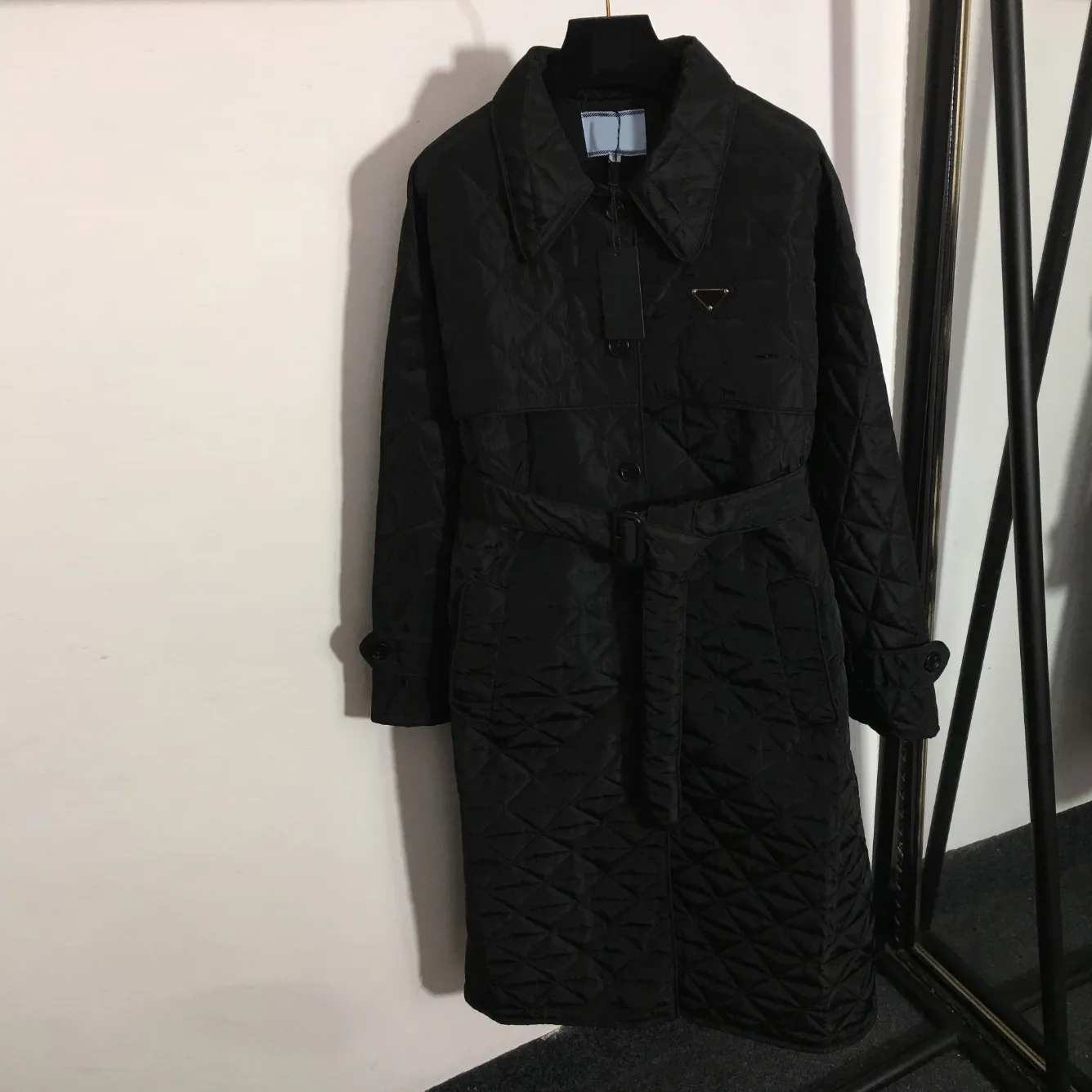 Trench da donna firmati Inverno Donna Spessa Calda Giacca a vento lunga Risvolto Collo Capispalla Donna Triangolo Icona Cappotti K2LZ