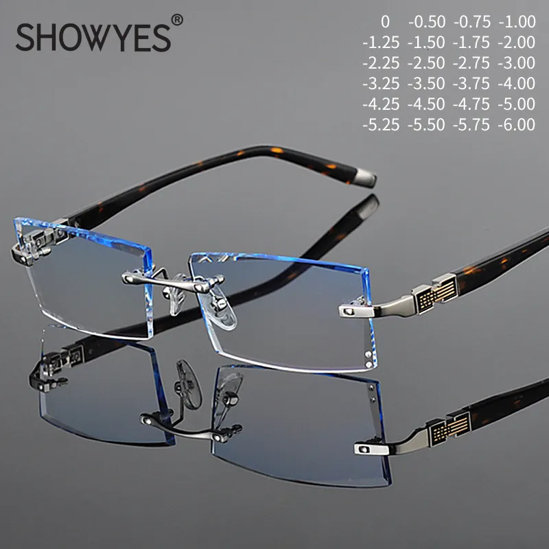 Solglasögon ramar affärsstil blå ljus filter myopia glasögon män rimlösa dator glasögon rektangel form klar lins ramlösa ögon glasögon 221111