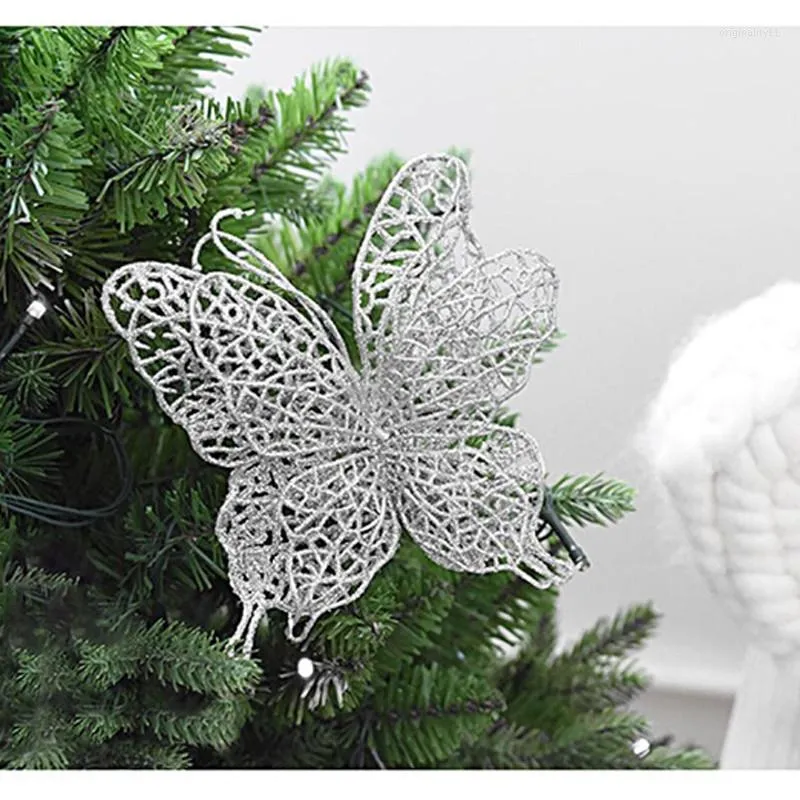 Christmas Decorations 5Pcs Decor Glitter Butterfly Tree Ornaments Wedding Party Xmas Gift