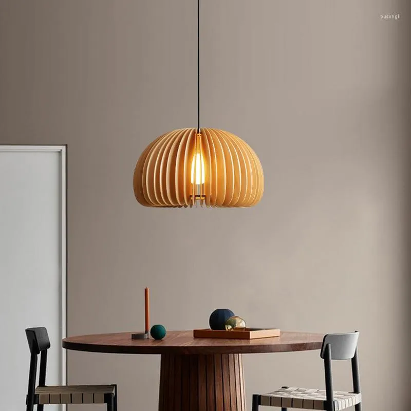 Chandeliers Modern Nordic Wood Design LED Pendant Lamp For Dining Room Kitchen Bar Living Bedroom Aisle E27 Ceiling Chandelier Light