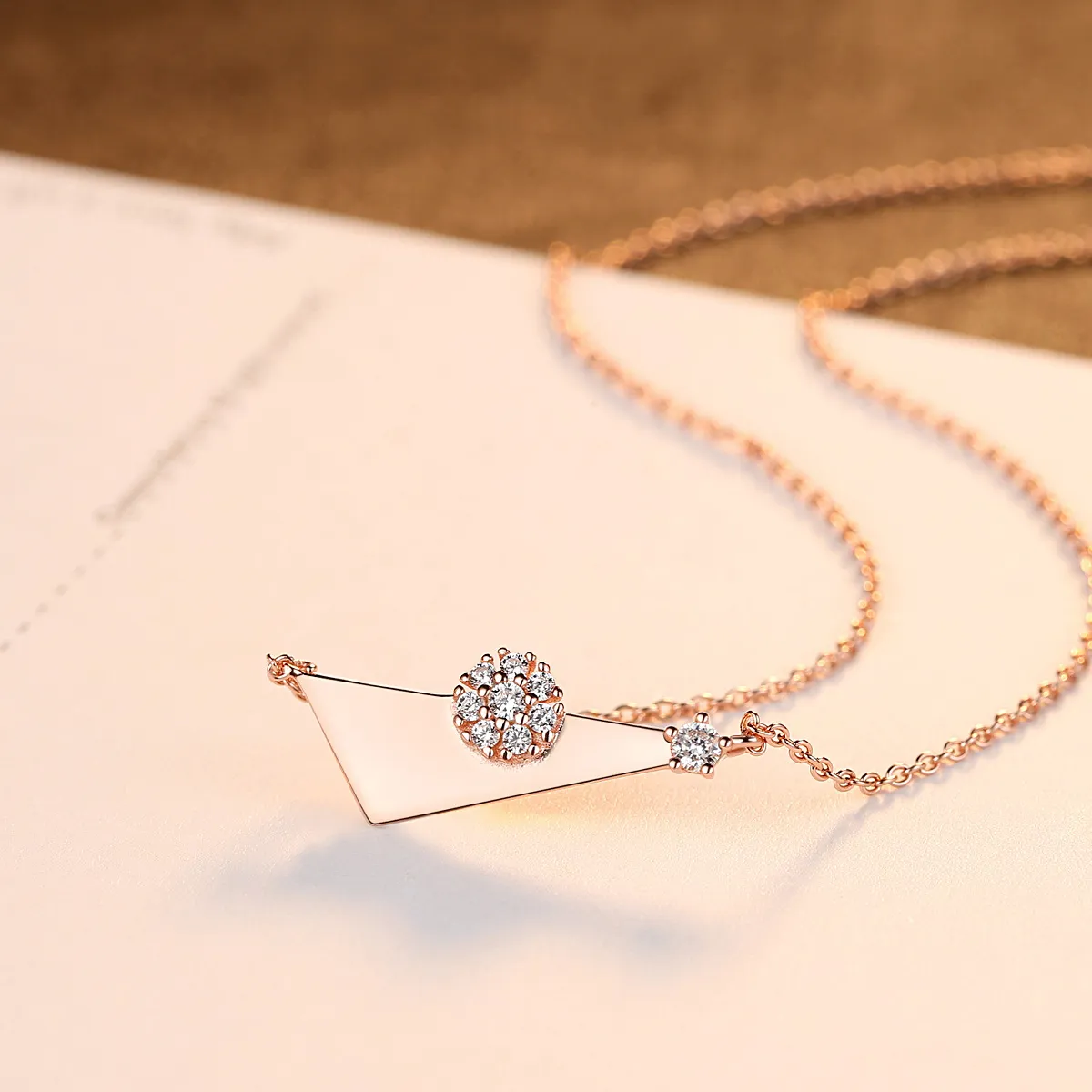Ny designer Zircon Flower S925 Silver Geometric Pendant Halsband Kvinnor smycken Korea Fashion Sexig Rose Gold Chain Necklace Accessories