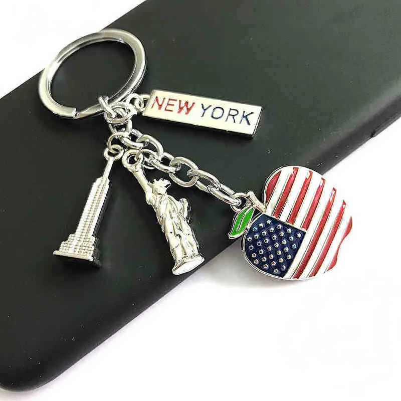 Keychains American Travel Souvenirs Empire State Building Key Chain Statue of Liberty Key Chain I Love New York T220909