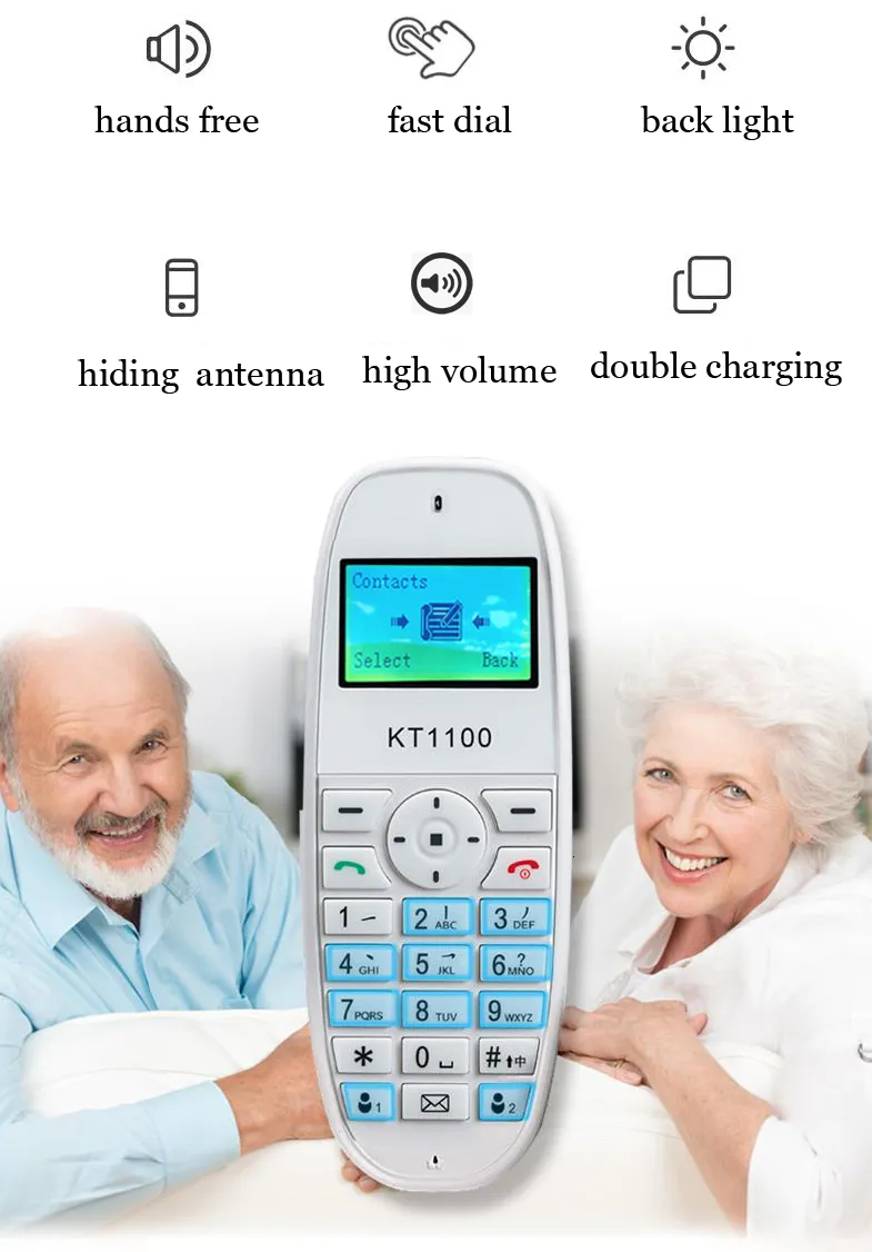 Teléfono inalámbrico GSM para ancianos, soporte de tarjeta SIM