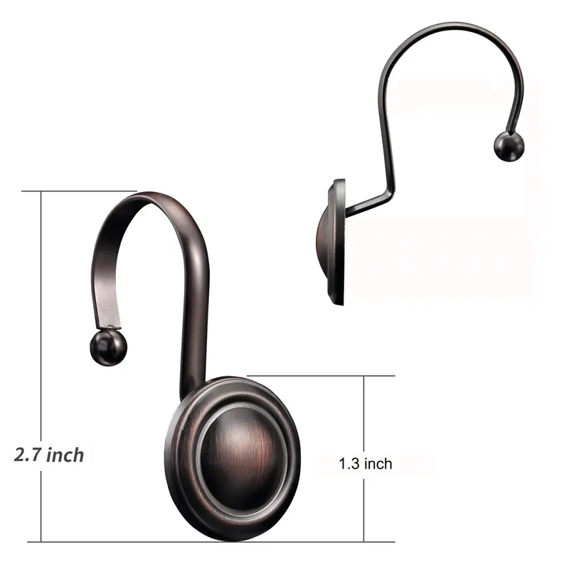 Bronze Shower Curtain Hooks Rings Decorative Rustproof Vintage Curtain Ring Holders for Bathroom HYJK2211