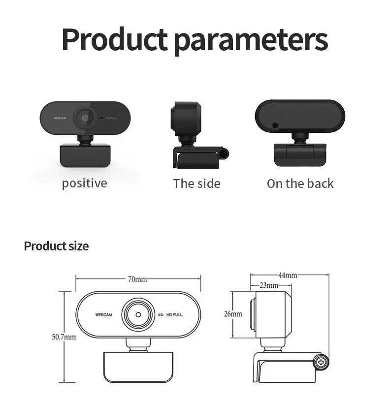 كاميرا ويب 1080P Full HD كاميرا ويب مع ميكروفون USB Plug Web Cam للكمبيوتر الشخصي والكمبيوتر المحمول Mac Laptop سطح المكتب YouTube Skype Mini Camera