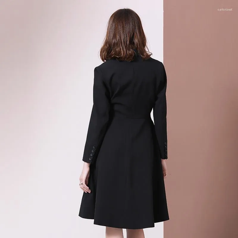 Vestidos de trabalho vestido de manga comprida elegante vestido blazer mulher 2022 Autumn Winter Suit de traje casaco feminino de joelho preto do joelho