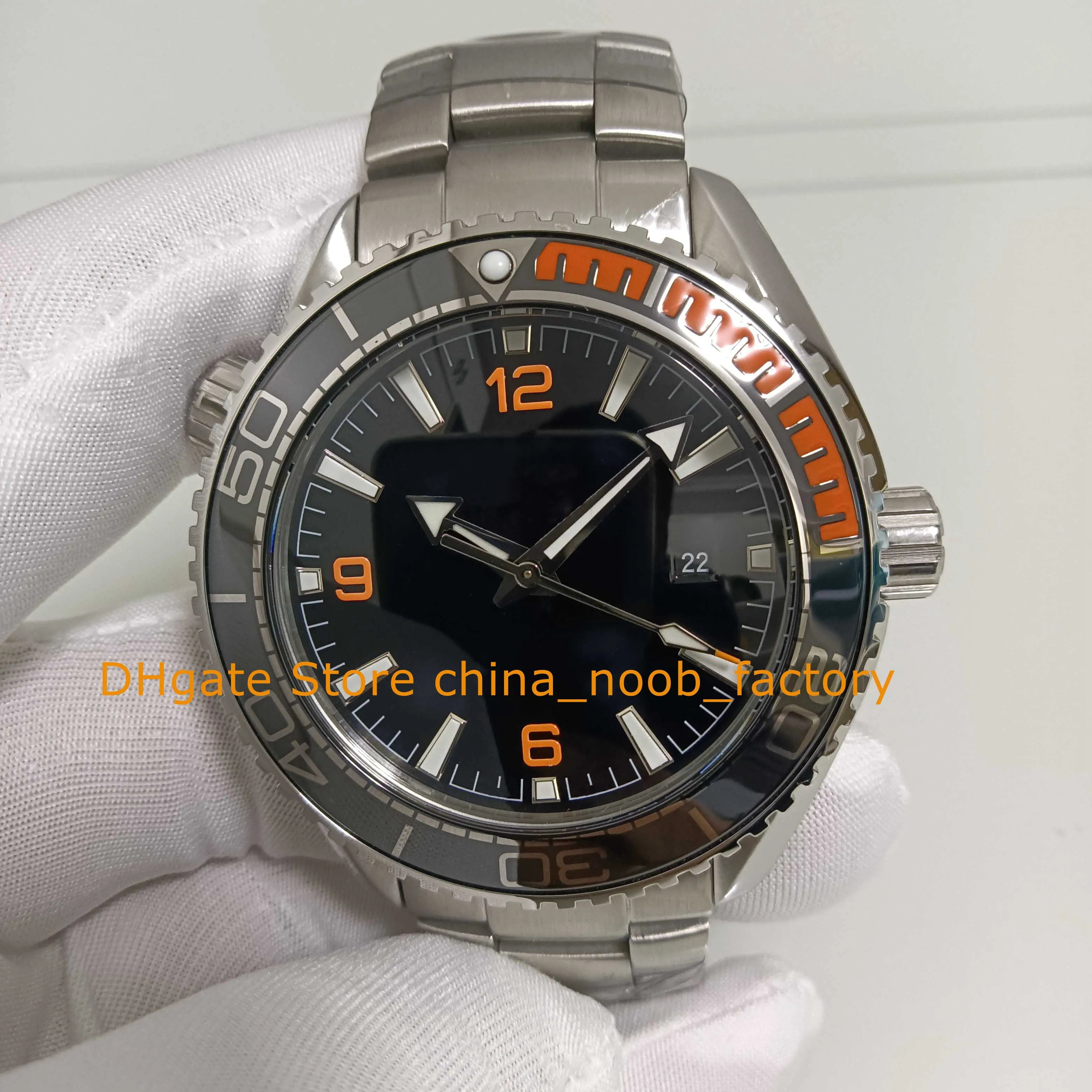 4 kolorowy zegarek automatyczny Męski czarny tarczę obrotowe w kierunku przeciwnym do ruchu wskazówek zegara pomarańczowa ceramiczna stalowa bransoletka