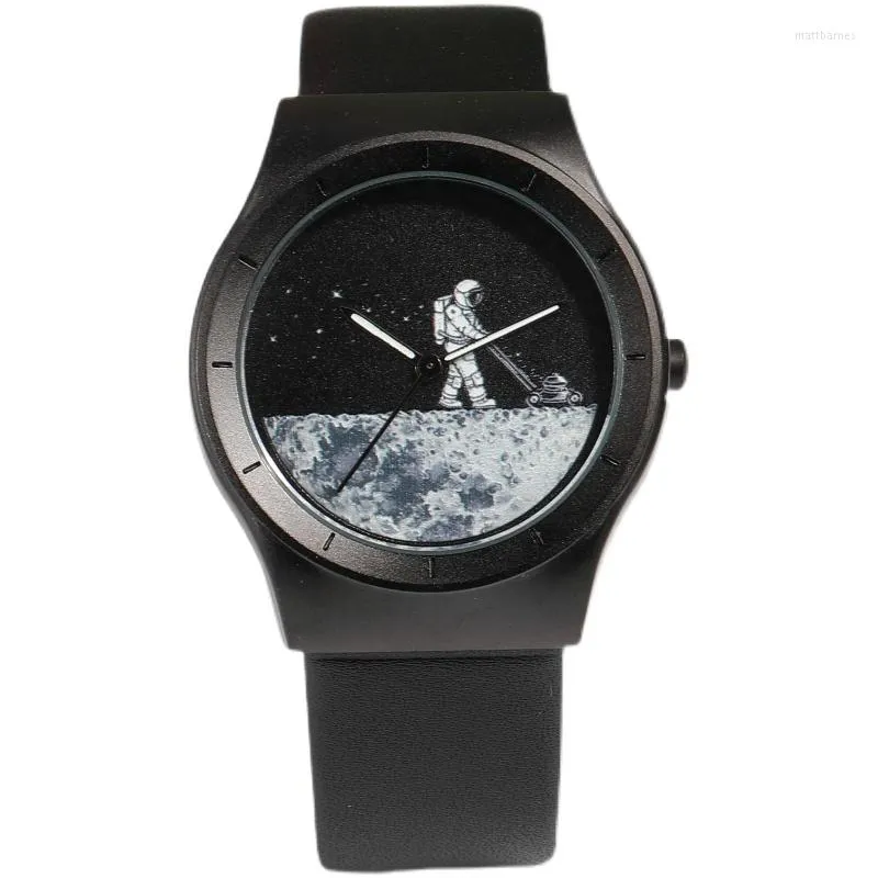 Wallwatches The Astronaut Round Minimalist Men Ultra Thin Watches LeaThersteel Fashion Simple Design Quartz Relogio Relogio