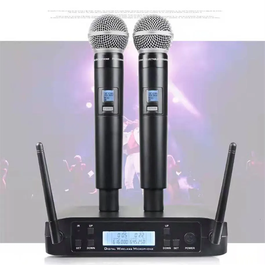 Mikrofoner Mikrofon Trådlös GLXD4 Professional System UHF Dynamic Mic 80M Party Scen Sång Tal Handhållna mikrofoner för Shure 221115