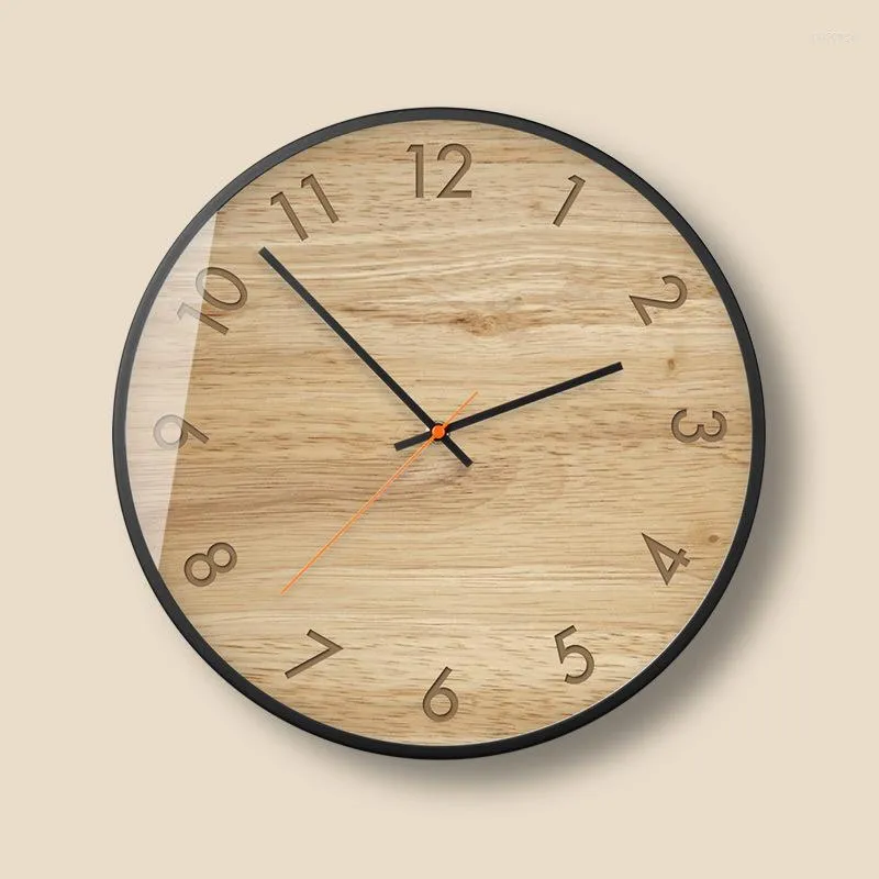 벽시계 시뮬레이션 목재 시리즈 침실 거실 장식 초저 운동 금속 프레임 시계