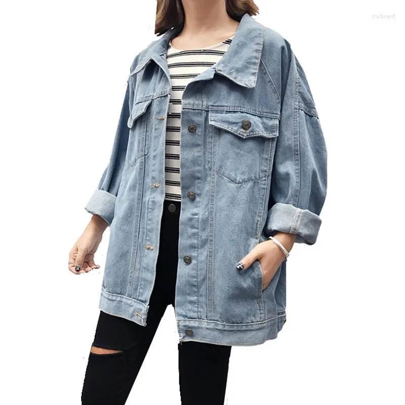 Damenjacken 2022 Frühling Frauen Basic Mantel Lose Umlegekragen Jacke Casual Langarm Denim Weibliche Jeans Oberbekleidung