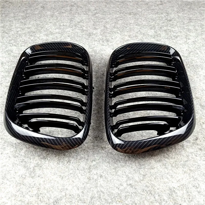 1 zestaw akcesoriów samochodowych 2-slat Grill Grill Materiał ABS dla BMW X5 E53 1999-2006 Błyszy czarne przednie wyścigowe kratki wyścigowe