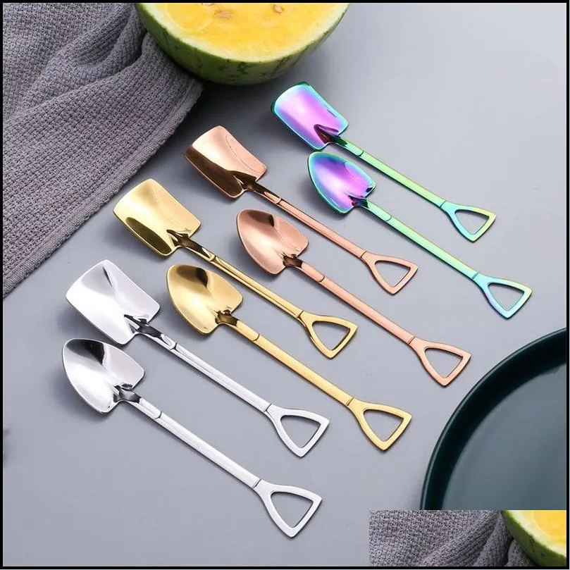 stainless steel spade spoon retro kitchen shovel spoons watermelon ice cream coffee home tableware retro 1 6jz q2