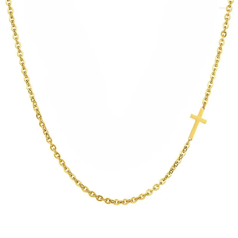 Pendant Necklaces Gold Cross Necklace For Women Simple Female Tiny Small Sideways Pendants Color Stainless Steel Fashion Jewelry Gift