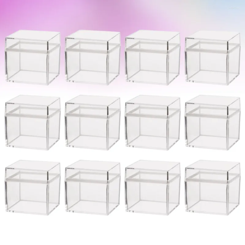 Gift Wrap 12pcs Storage Bin Cubes Cupcake Treat Boxes Transparent Cube Wedding Containers