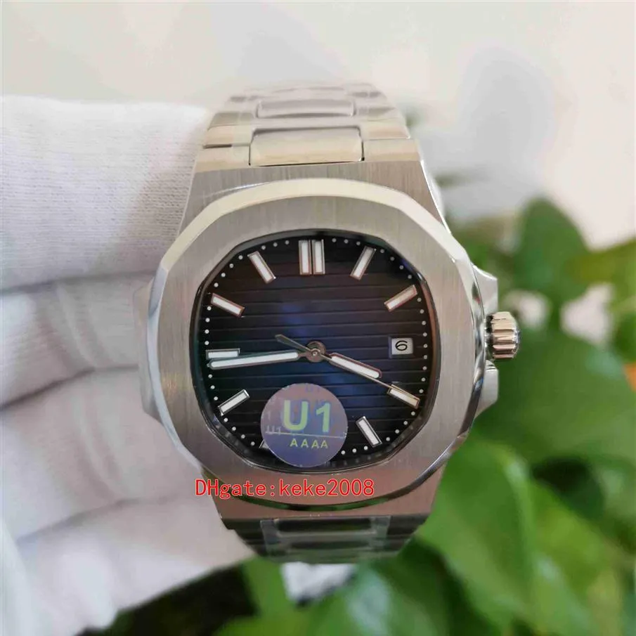 U1 Topselling Wristwatches Classic 40 5mm 5711 1a 010 001 Aço inoxidável Dial azul Asia Mecânica transparente automática Lum261s