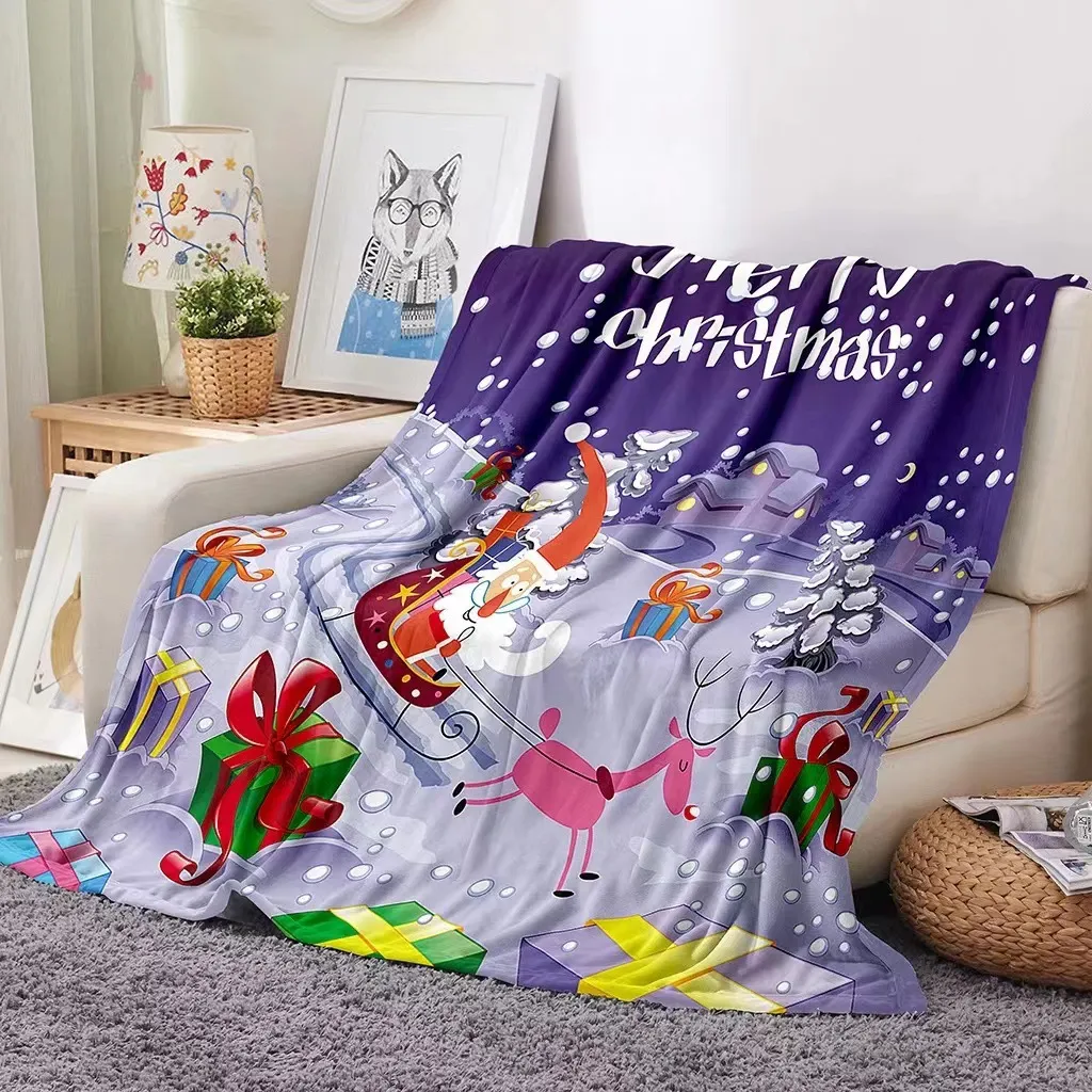 Christmas Fleece Blanket Throw Blankets Lightweight Blankets for Sofa Bed Camping Thermal Towel Winter Warm 150X200com