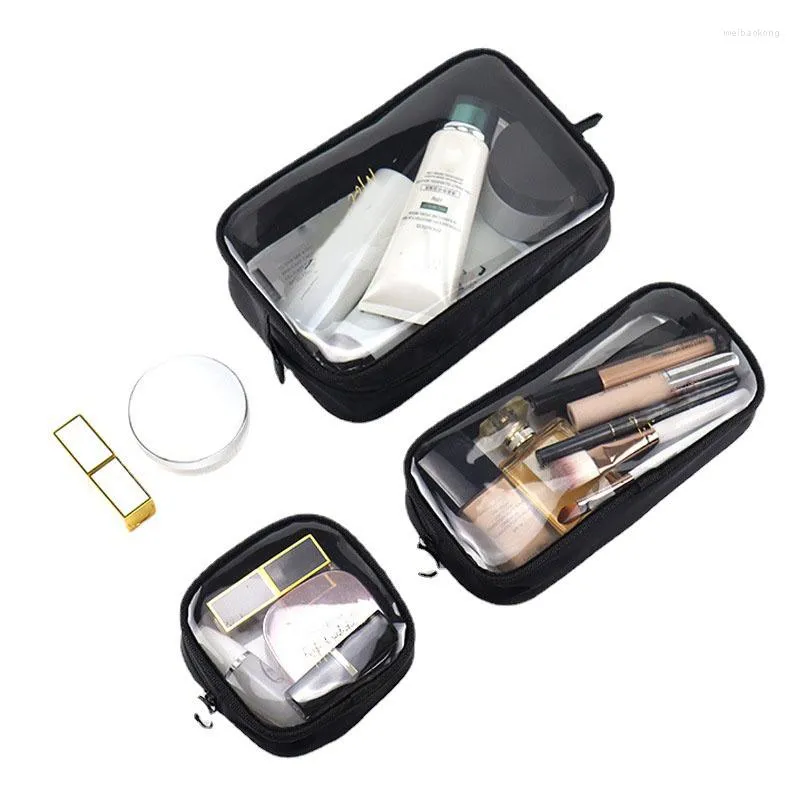 Sacs de rangement Trousse de toilette portable Transparent Cosmétique INS Style Voyage étanche Noir Clear Brush Case Organisateur