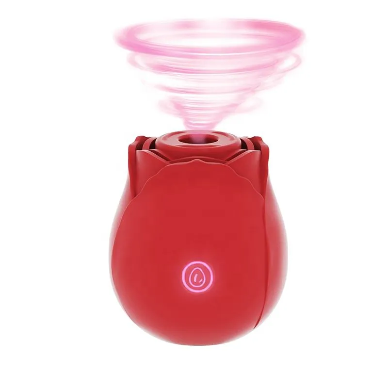 2022 Neues klitat erwachsene weibliche Sexspielzeug Rose rote Form Vibrator Silikonzunge Lick -Saugstimulator für Brustwarzen