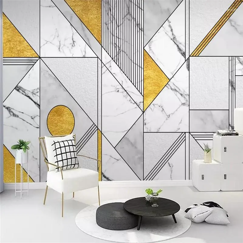 Tapeten Dekorative Tapete Nordic einfache Persönlichkeit Retro abstrakter Stil Geometrischer goldener Hintergrund Wand