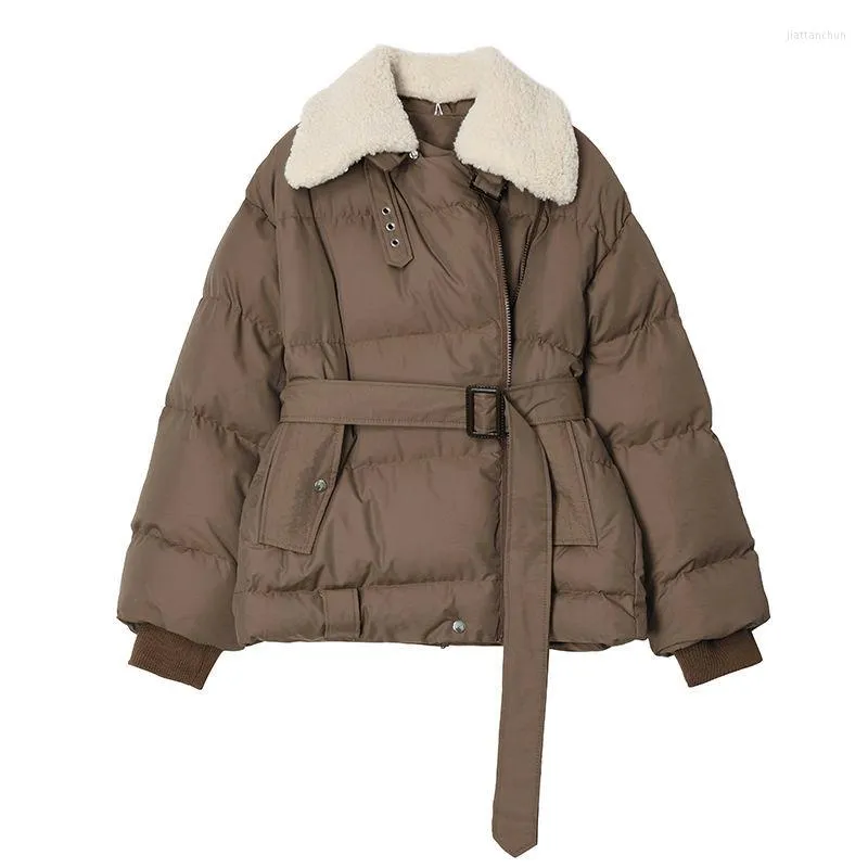 Trenchs de femmes Manteaux matelassés pour femmes Veste en duvet matelassée avec col de fourrure à revers Manteau chaud Manteau coupe-vent Parkas 2022 Printemps Automne