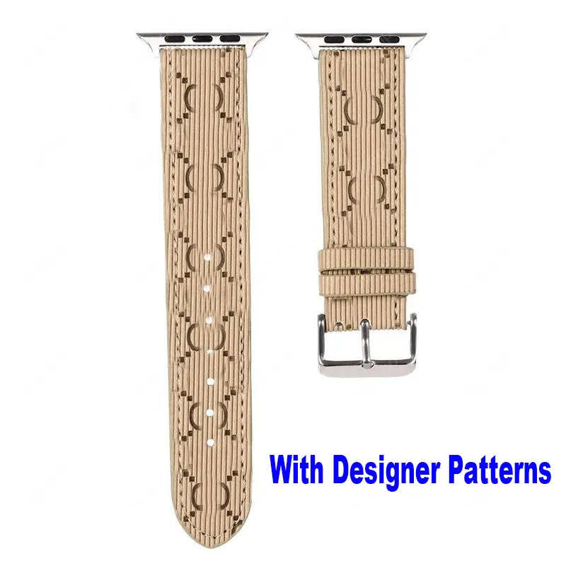 Luxury Metal Letter G Designer Leather Watch Bands Designer Straps For 38mm 40mm 41mm 42mm 44mm 45mm Series 1 2 3 4 5 6 7 Fashion Letters Wristband Watchbands Iwatch 8 SE