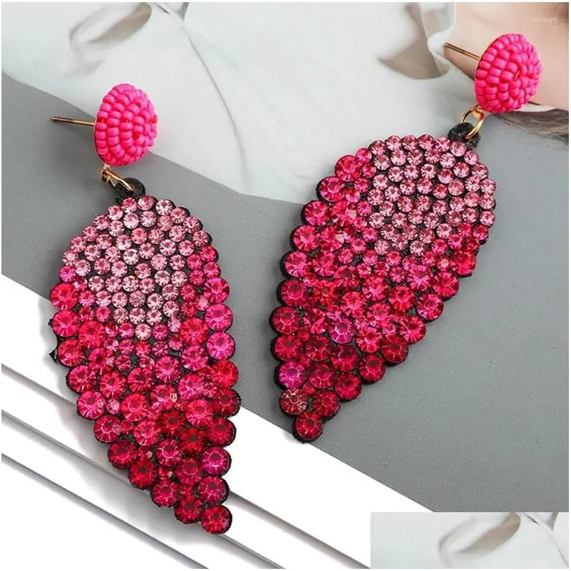 Dangle Chandelier Dangle Earrings Elegant Fashion Leaves Fl Rose Red Crystal For Women Simple Vintage Fairy Grunge Pendant Jewelry Dh7Zj