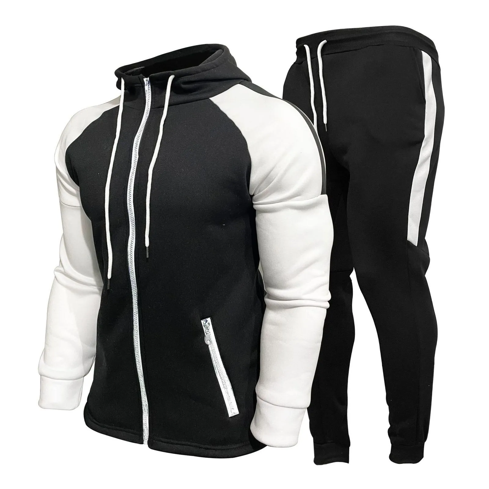 Survêtements pour hommes Automne et hiver costumes de sport pour hommes cardigan fermeture éclair couleur bloquant épaississement mode décontractée loisirs de plein air jogging 221114