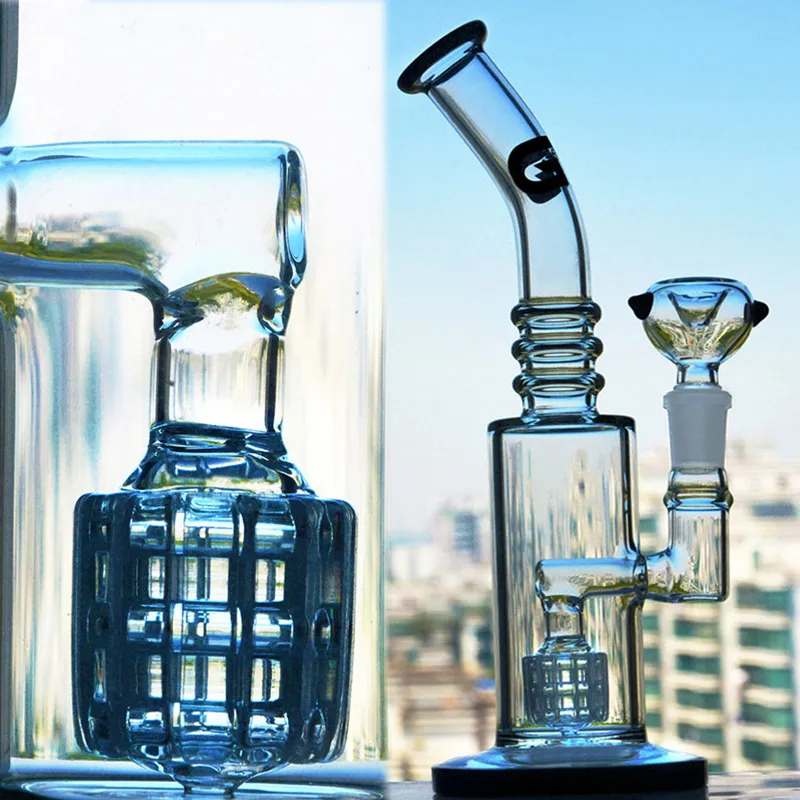 9.8inchs Heady Glass Dab Rigs Hookahs Shisha Thick Glass Water Bongs Smoking Pipe Recycler Bong with 14mm Bowl