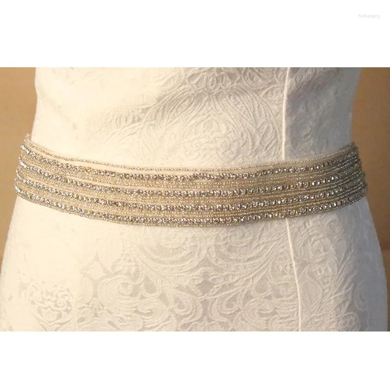 Cintos de moda de luxo cristal 4 linhas cós na banda de casamento artesanal shinestone bridal sash cinturão vestido de noite