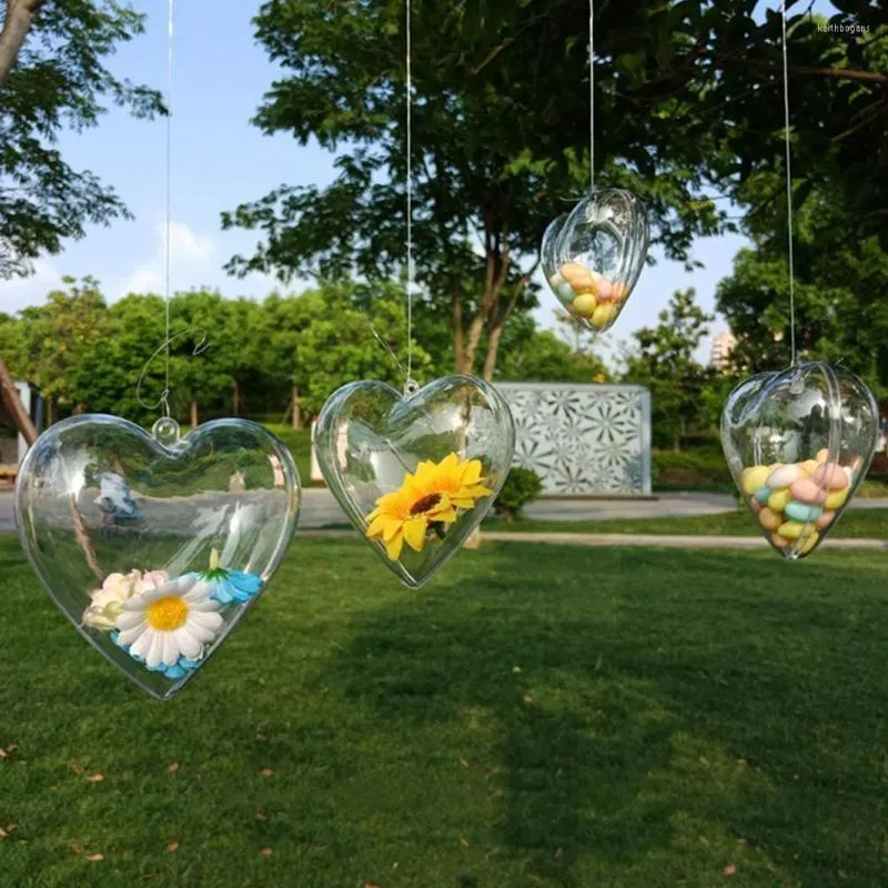 Feestdecoratie 5 stks hartvorm transparante plastic bal heldere vaartuigen voor kerst bruiloft h3k4