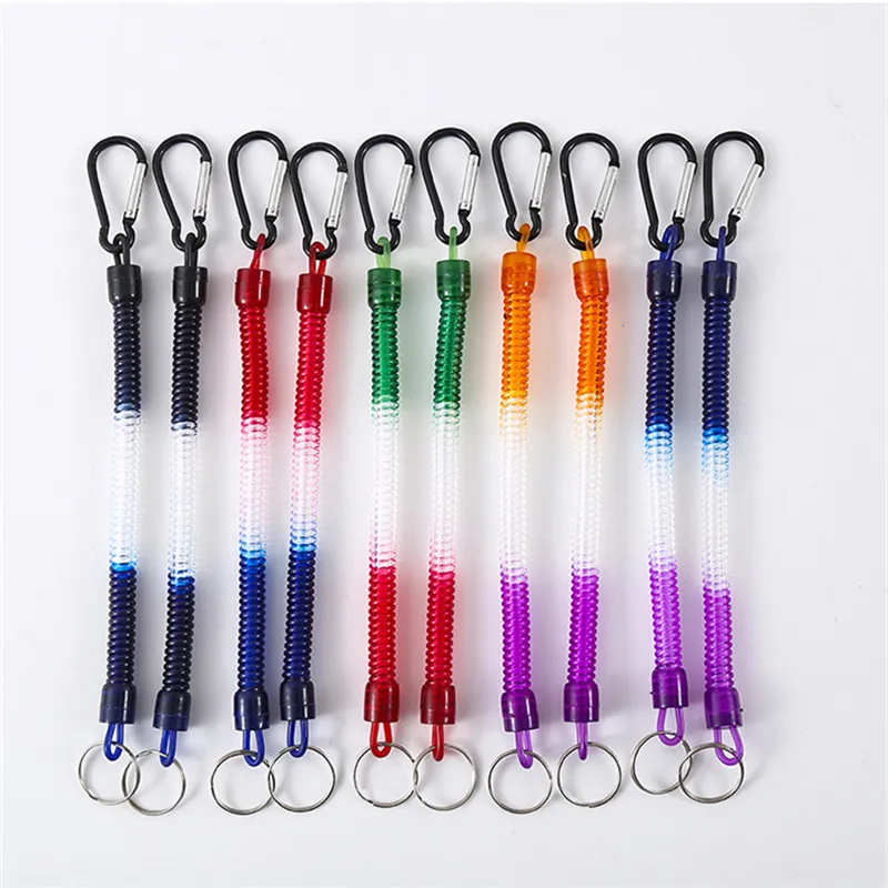 Elastische telescopische taille veer lanyard riemen sleutelhanger legering sleutelhang ketting werkkaart werkkaart mobiele telefoon anti -verlies veiligheidstekel haak