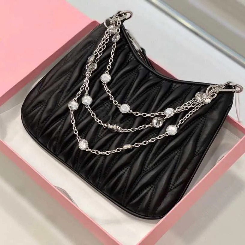 Luxe designer schoudertassen voor dames New Miu Fashion Boutique Girl Heart Diamond Chain Single Shoulder Cross Body Bag