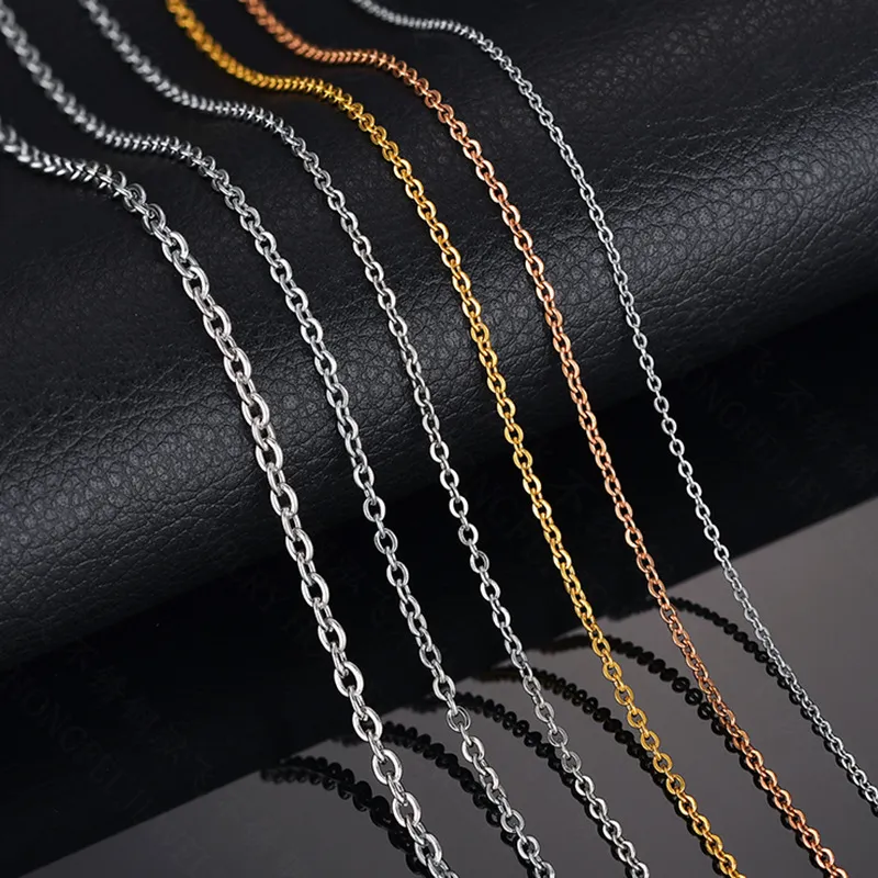 Titanyum çelik rolo bağlantı zincirleri kolyeler hediyeler 18k altın kaplama moda basit tasarım kadınlar asla solma o zincir kolye erkek için uygun diy mücevher bulguları aksesuarlar