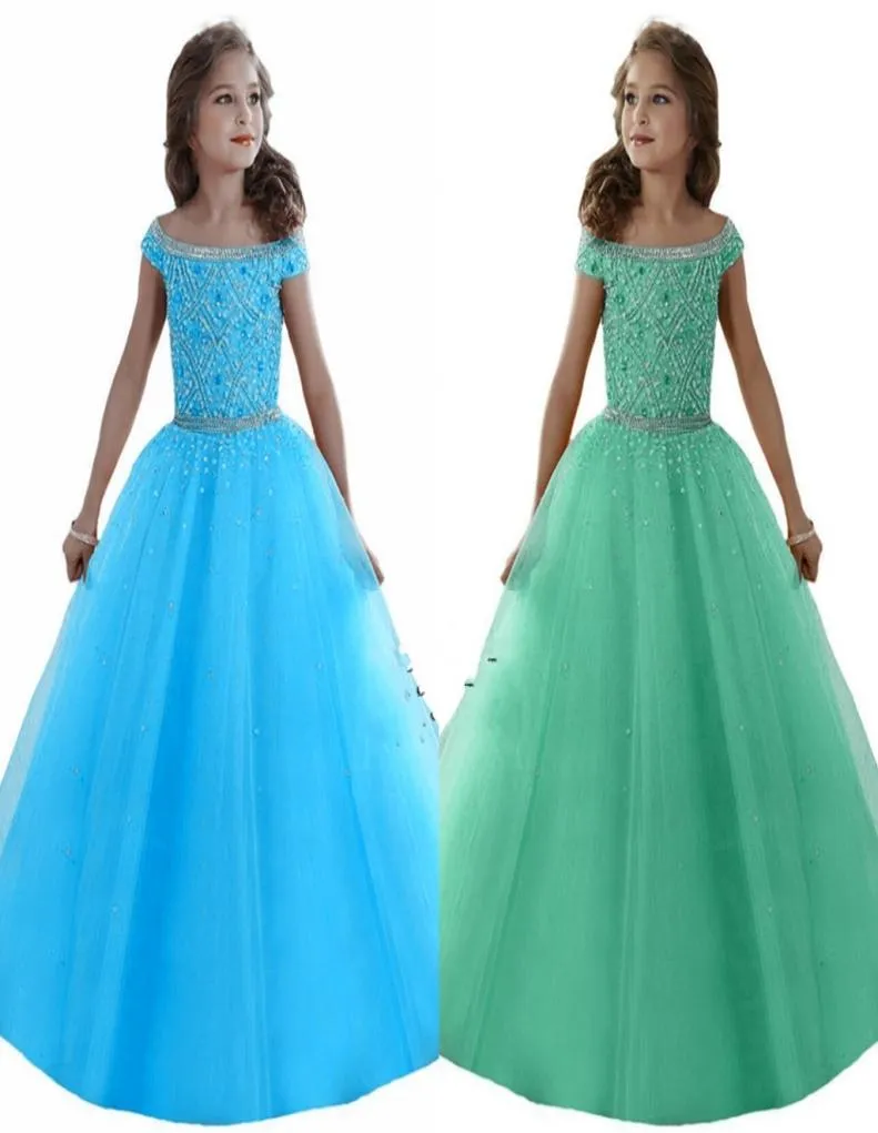 Custom Made Lovely Girl039S Pageant Vestes Off Ombre Crystals Cristals Corset Back Flower Girl Dresses Organza Kids Formal W6839840