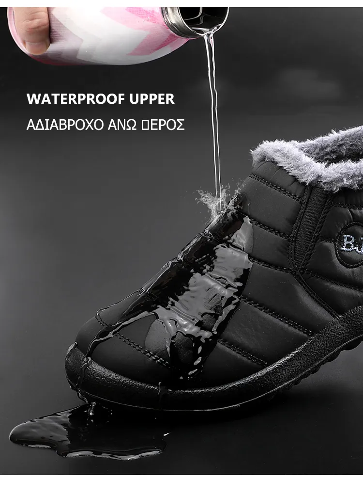 Botas de hombre Zapatos de invierno ligeros para hombres Botas de nieve  Calzado de invierno impermeable Plus Size 47 Slip On Unisex Ankle Winter  Boots