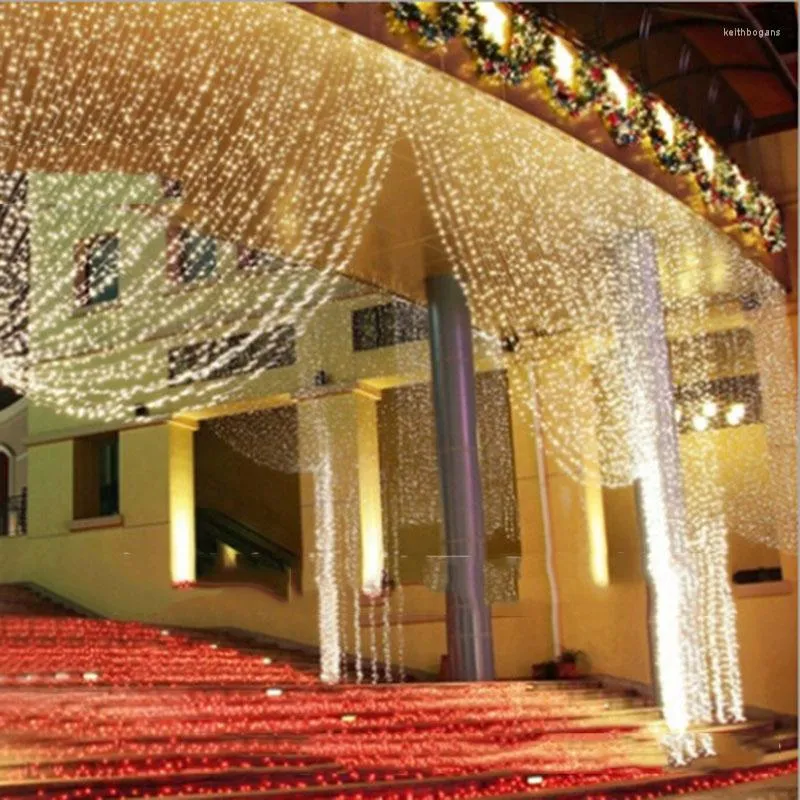 Cordes 3M X 300 LED extérieur maison chaud blanc noël décoratif noël chaîne fée rideau guirlandes lumières de fête pour le mariage